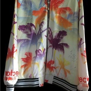 Vector illustration colorful ladies jacket XXL, with palm trees